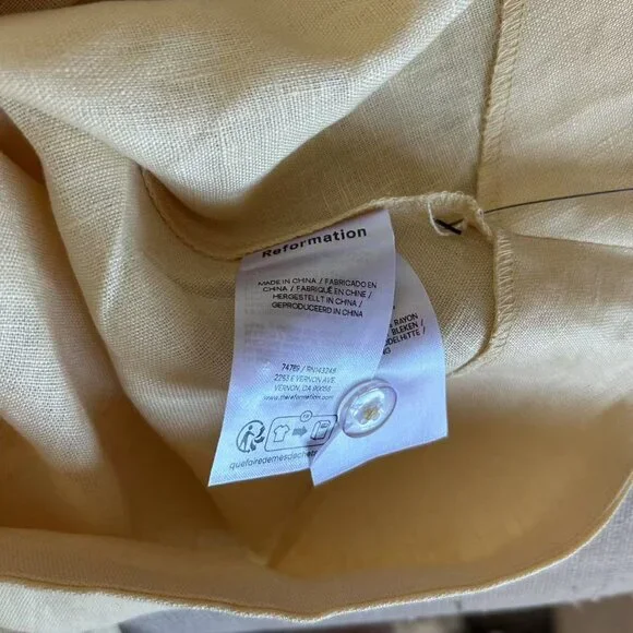 NWT Reformation Balia Linen Midi Dress Sz6 Parmesan Yellow Linen Casual - Picture 7 of 9